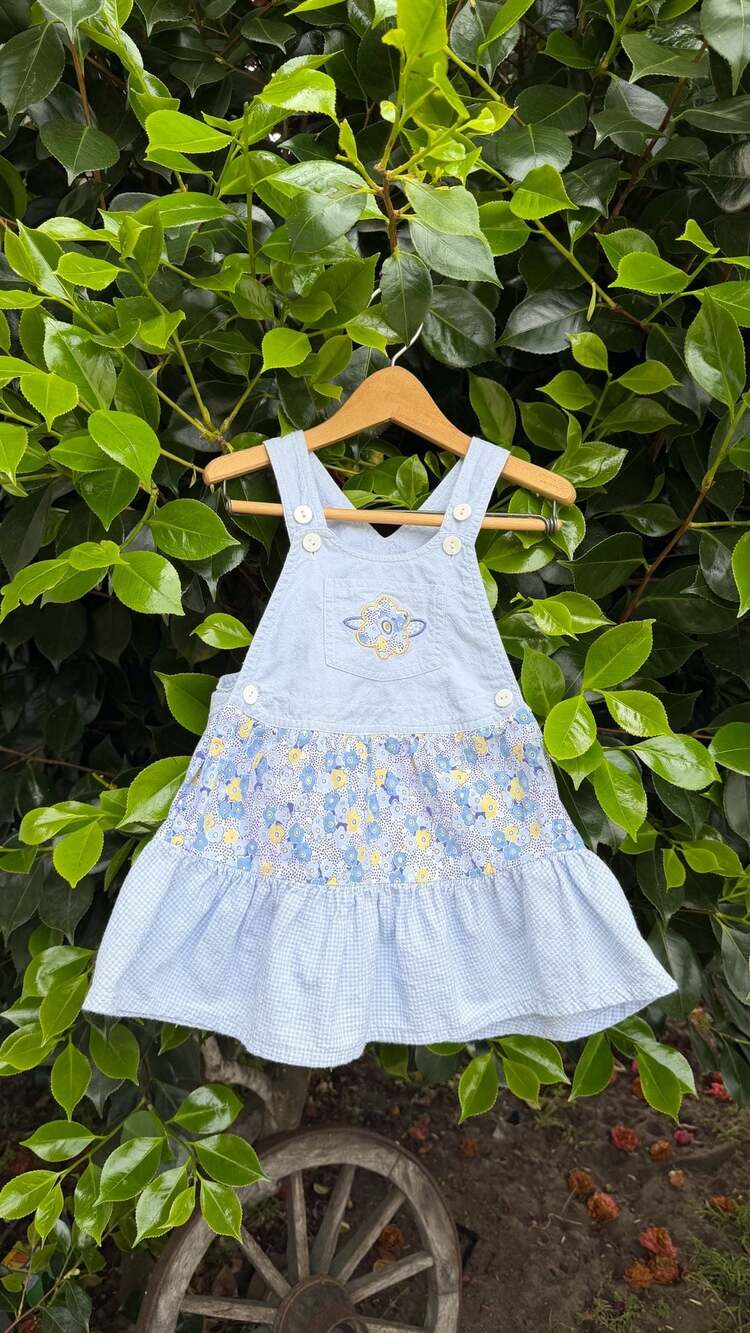 Vintage Tiered Patchwork Overall Dress